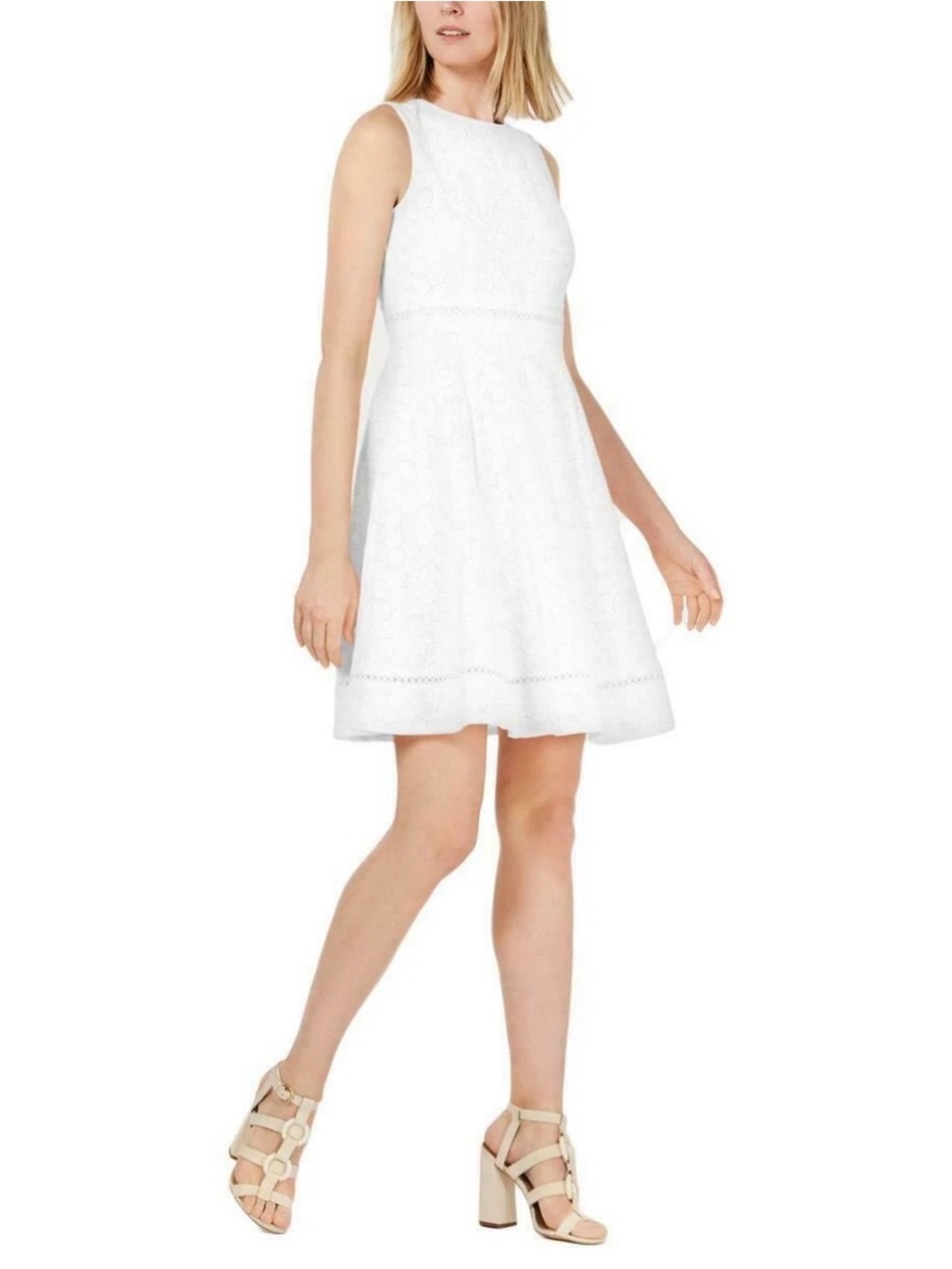 Calvin Klein White Sleeveless Fit-and-Flare Mini Dress